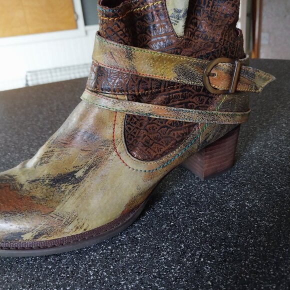 L’Artiste Shazzam Luxurious Green/Brown Leather size 40...9 US - Picture 6 of 6